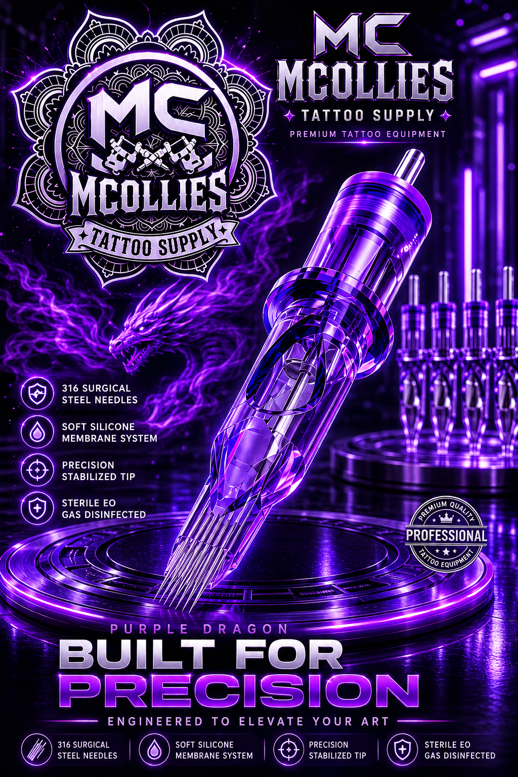 NB PURPLE TATTOO CARTRIDGE PER PAD